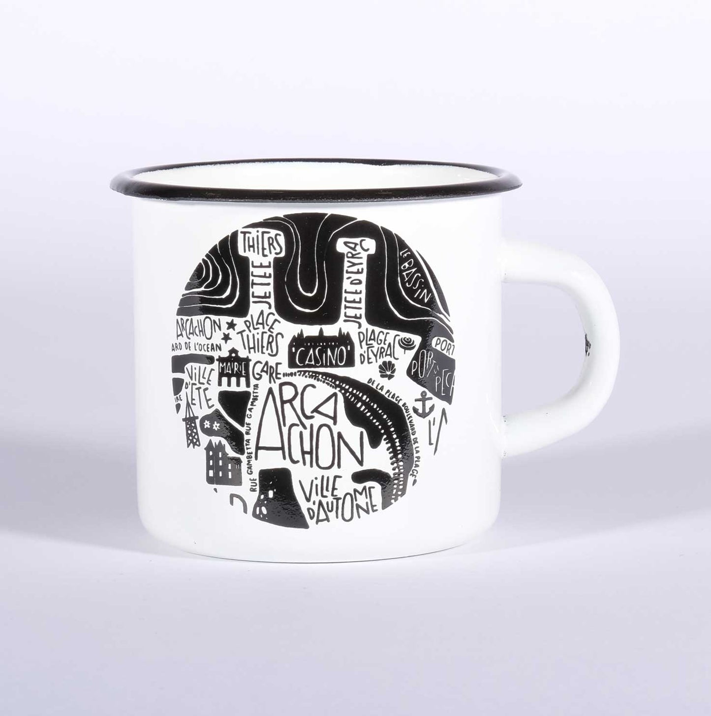 Mug émaillé d'Arcachon - Tokiko, l'Art du Plan de Ville