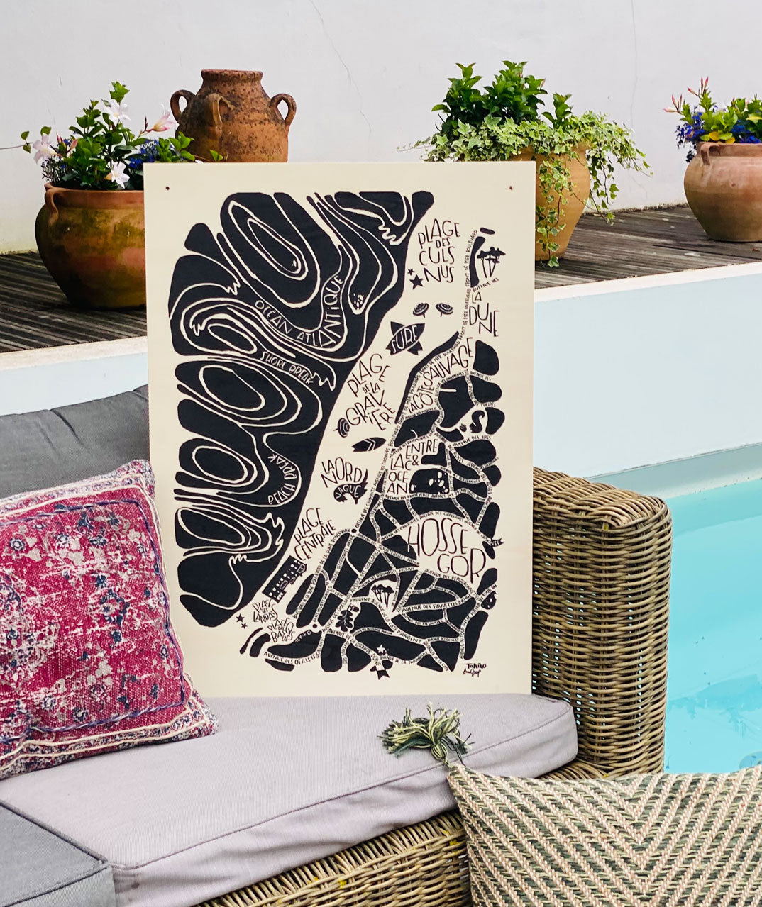 Tableau en bois - Affiche sur bois - Hossegor - Tokiko