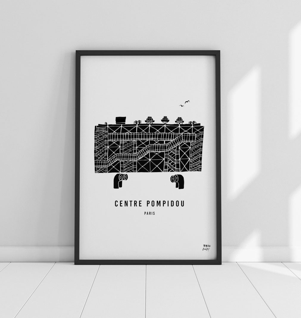 Illustration / Affiche Centre Pompidou Paris - Format 57 X 80 Cm, NEUVE