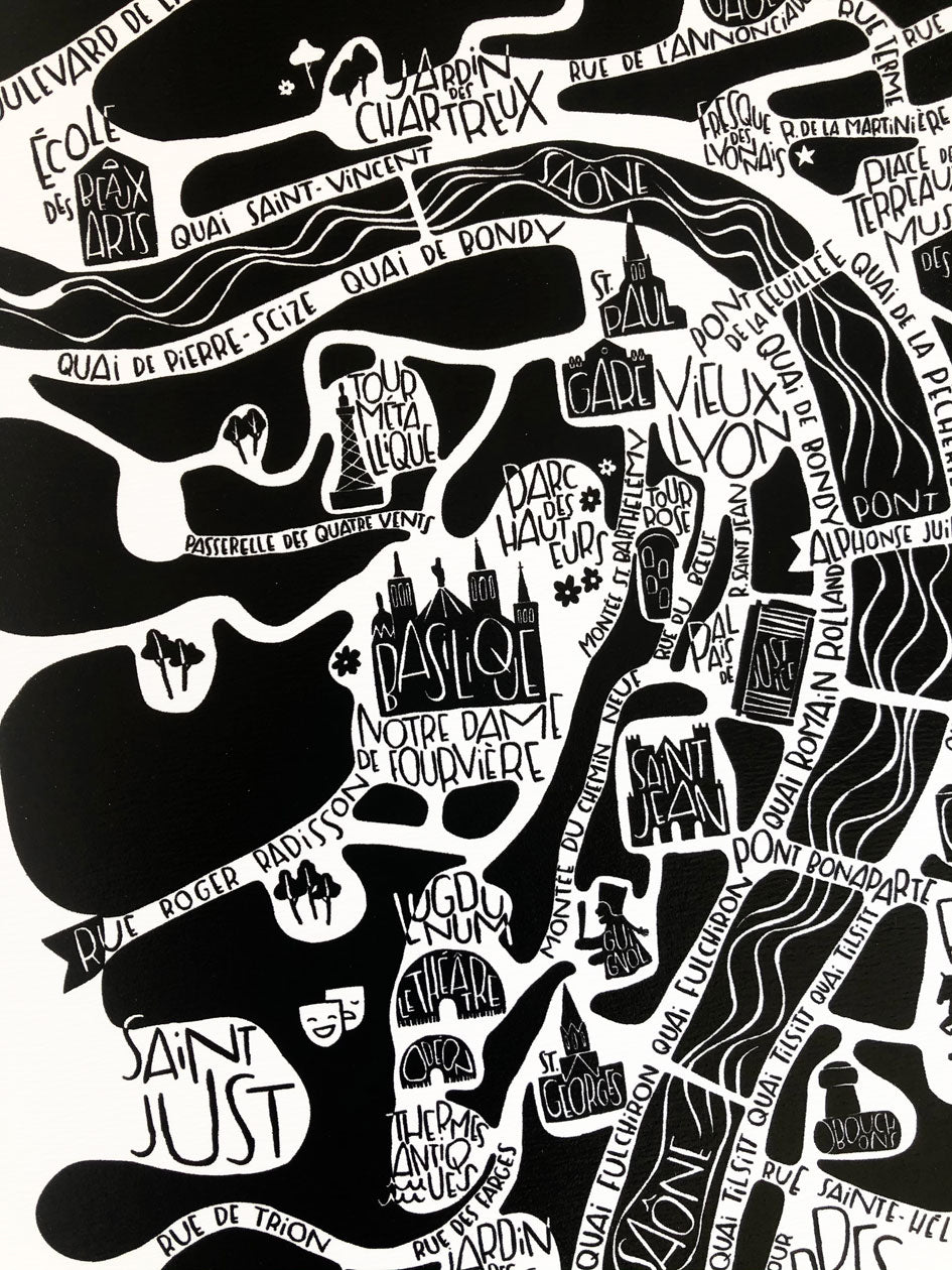 Grande affiche - poster Lyon. Tokiko, l'art du Plan de Ville