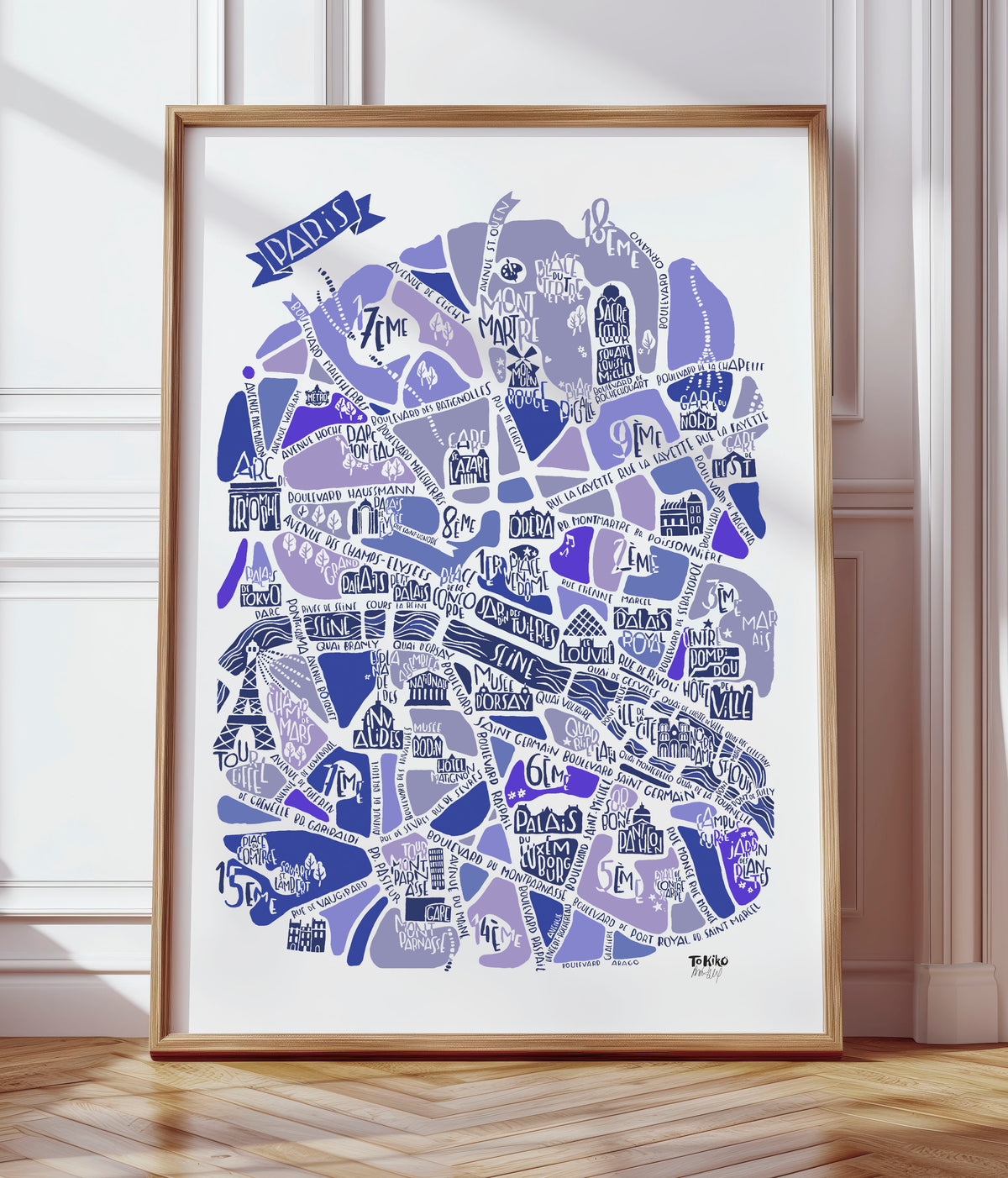 POSTER "Paris" Bleu camaïeu