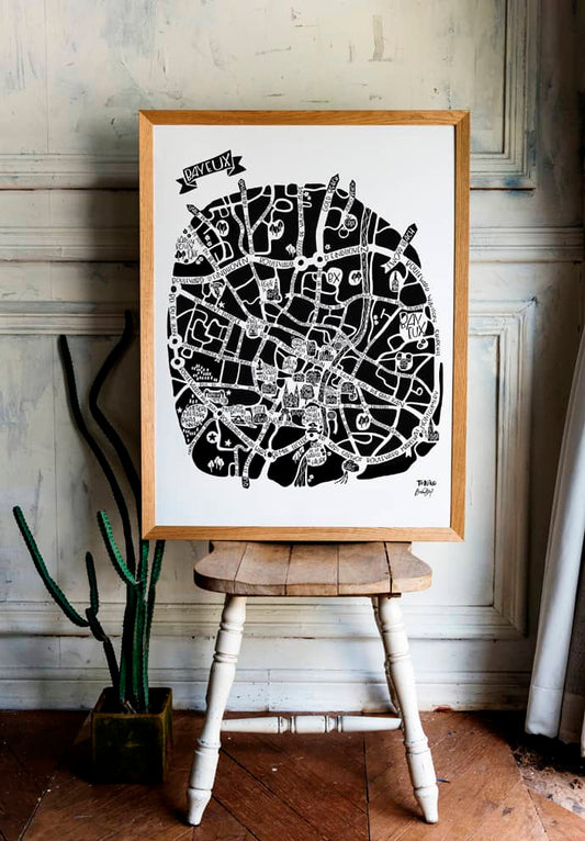 Affiche Poster Bayeux - Tokiko, l'Art du Plan de Ville
