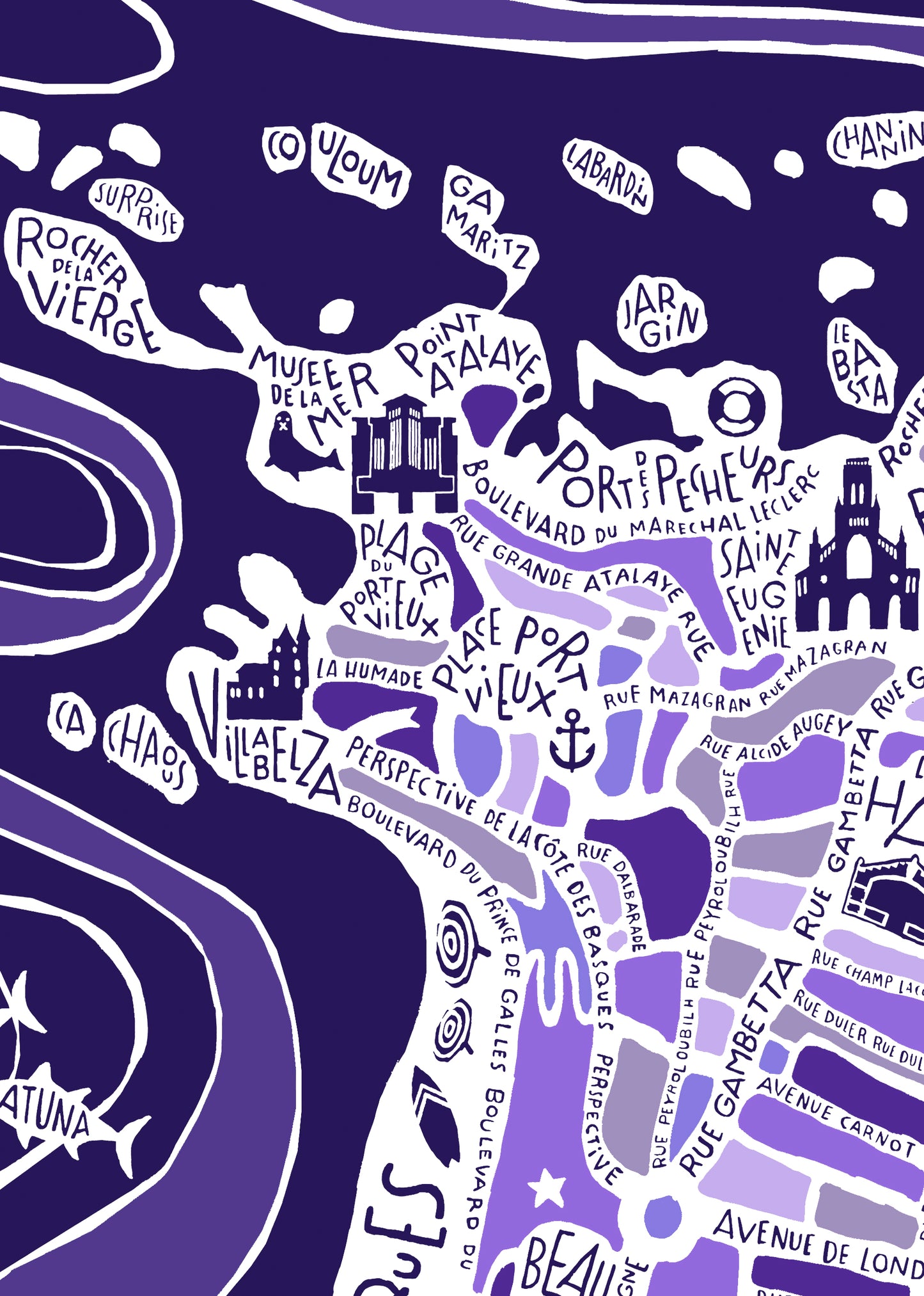 "Biarritz" purple poster