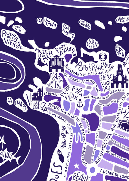 "Biarritz" purple poster