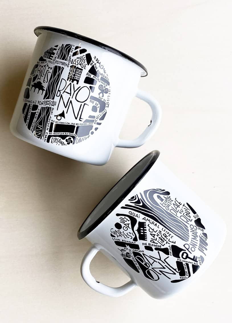 Mug Plan de Bayonne par Tokiko