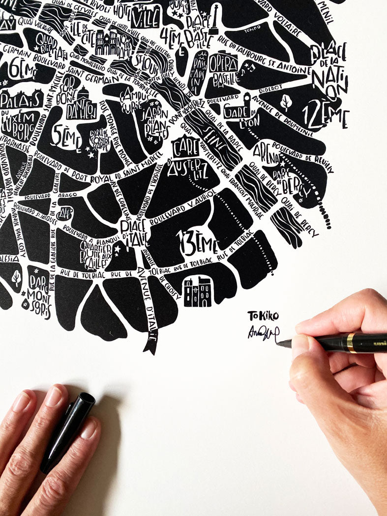 Affiche Poster Paris - Tokiko, l'Art du Plan de Ville