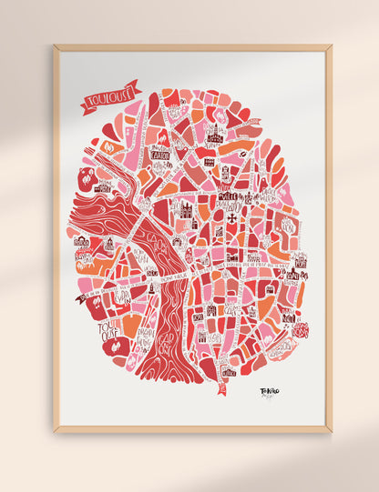 POSTER "Toulouse" camaïeu rose