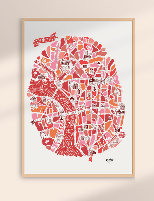 POSTER "Toulouse" camaïeu rose