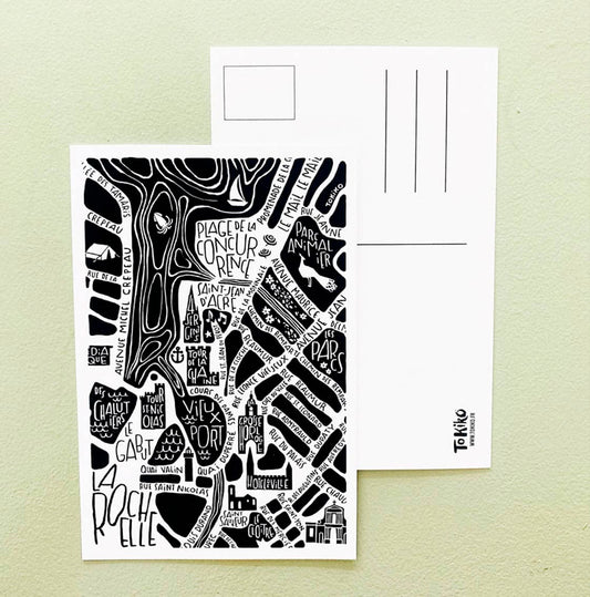 carte postale du plan de ville de La Rochelle par Tokiko