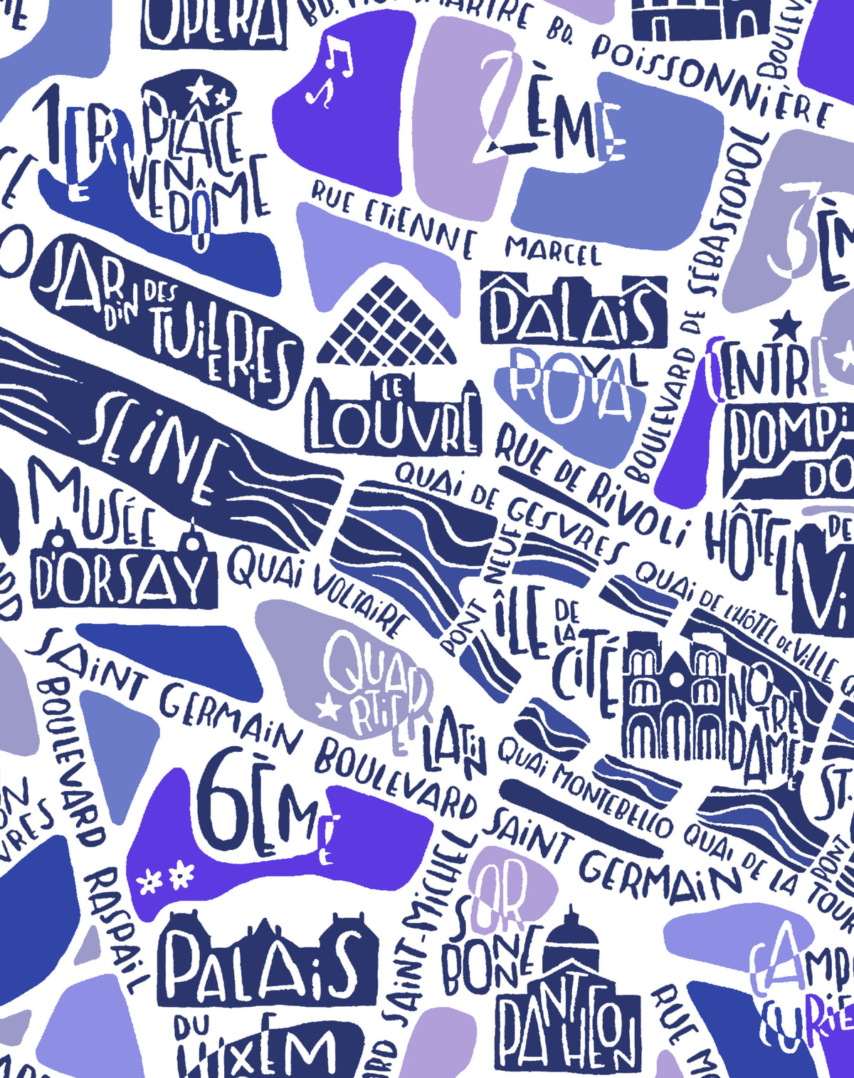 POSTER "Paris" Bleu camaïeu