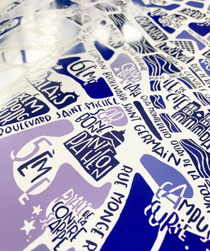 POSTER "Paris" Bleu camaïeu