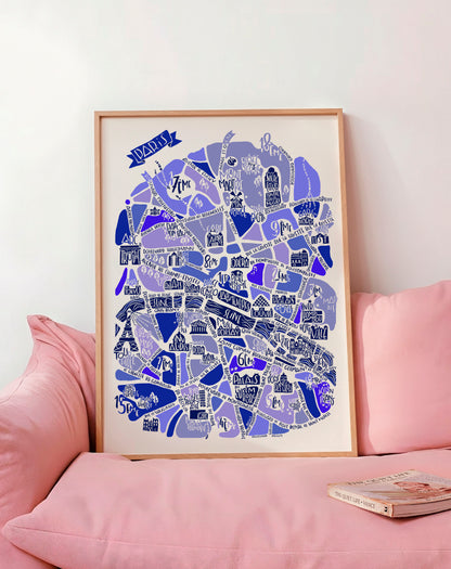 POSTER "Paris" Bleu camaïeu