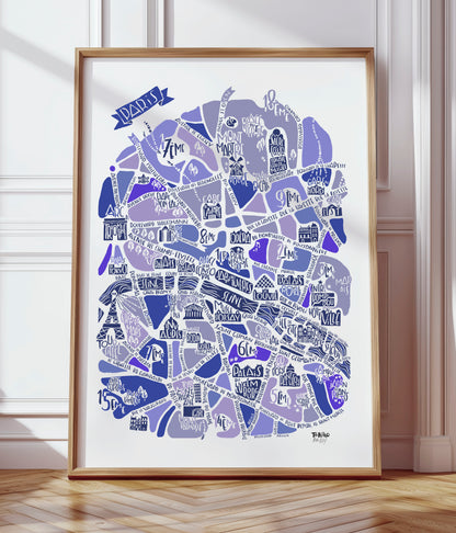 POSTER "Paris" Bleu camaïeu